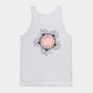 boho Asthetic Flower Circle  Cute Minimalist Pink  design Tank Top